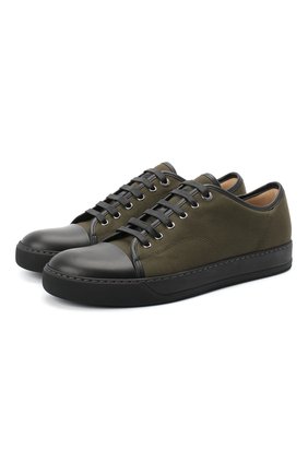 Мужские комбинированные кеды LANVIN хаки цвета по цене 28150 руб., арт. FM-SKDBB1-CANA-A20 | Фото 1 Мужские комбинированные кеды LANVIN хаки цвета, арт. FM-SKDBB1-CANA-A20 | Фото 1