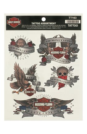 Мужская набор из пяти переводных татуировок HARLEY-DAVIDSON разноцветного цвета по цене 650 руб., арт. TT163 | Фото 1 Мужская набор из пяти переводных татуировок HARLEY-DAVIDSON разноцветного цвета, арт. TT163 | Фото 1