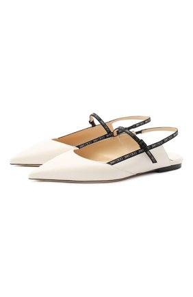 Женские кожаные балетки ree JIMMY CHOO белого цвета по цене 39950 руб., арт. REE FLAT/JWR | Фото 1 Женские кожаные балетки ree JIMMY CHOO белого цвета, арт. REE FLAT/JWR | Фото 1