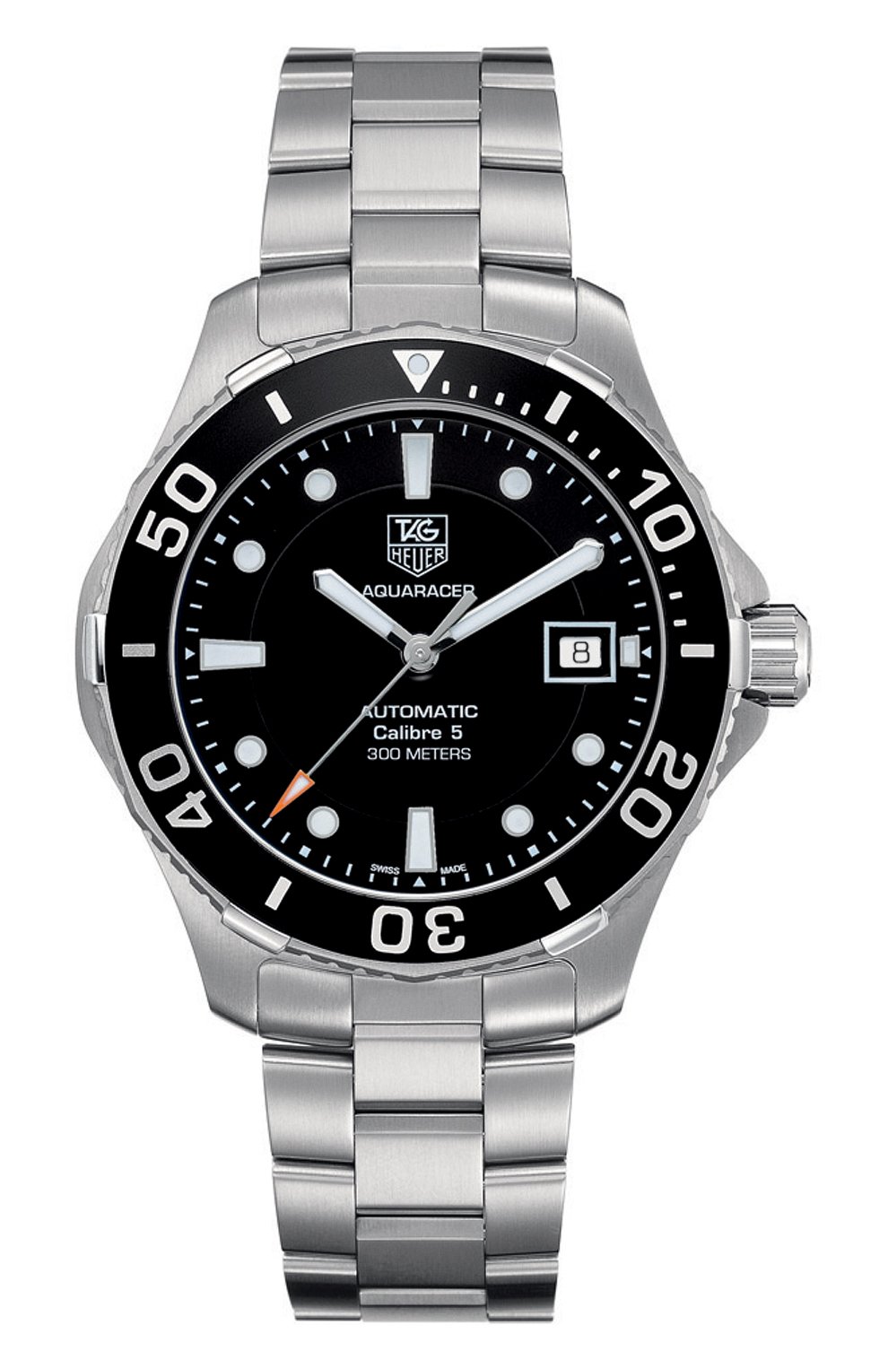 Мужские часы calibre 5 TAG HEUER черного цвета, арт. WAN2110.BA0822 | Фото 1
