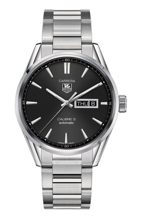 Мужские часы calibre 5 day-date TAG HEUER бесцветного цвета по цене 216000 руб., арт. WAR201A.BA0723 | Фото 1 Мужские часы calibre 5 day-date TAG HEUER бесцветного цвета, арт. WAR201A.BA0723 | Фото 1 (Механизм: Автомат; Материал корпуса: Сталь; Цвет циферблата: Чёрный)