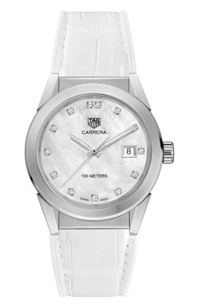 Женские часы carrera quartz TAG HEUER перламутрового цвета по цене 167000 руб., арт. WBG1312.FC6412 | Фото 1 Женские часы carrera quartz TAG HEUER перламутрового цвета, арт. WBG1312.FC6412 | Фото 1
