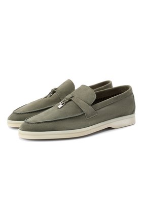 Женские замшевые лоферы summer charms walk LORO PIANA зеленого цвета по цене 56300 руб., арт. FAE5444 | Фото 1 Женские замшевые лоферы summer charms walk LORO PIANA зеленого цвета, арт. FAE5444 | Фото 1