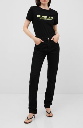 Женская хлопковая футболка HELMUT LANG черного цвета по цене 15050 руб., арт. I04HW513 | Фото 2 Женская хлопковая футболка HELMUT LANG черного цвета, арт. I04HW513 | Фото 2