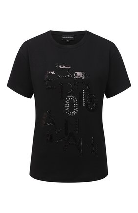 Женская футболка EMPORIO ARMANI черного цвета по цене 19850 руб., арт. 6H2T7R/2J4CZ | Фото 1 Женская футболка EMPORIO ARMANI черного цвета, арт. 6H2T7R/2J4CZ | Фото 1