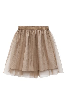 Детская хлопковая юбка BRUNELLO CUCINELLI бежевого цвета, арт. BD487G002C | Фото 1 (Материал внешний: Хлопок; Случай: Повседневный, Вечерний; Ростовка одежда: 12 лет | 152 см)