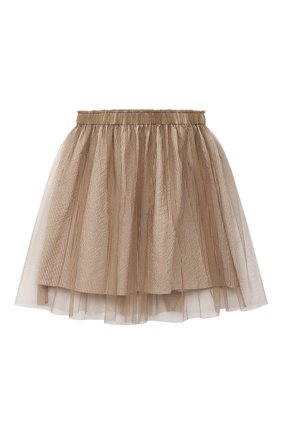 Детская хлопковая юбка BRUNELLO CUCINELLI бежевого цвета, арт. BD487G002C | Фото 2 (Материал внешний: Хлопок; Случай: Повседневный, Вечерний; Ростовка одежда: 12 лет | 152 см)