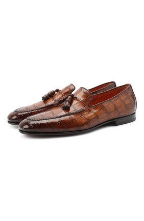 Мужские лоферы из кожи аллигатора SANTONI PRECIOUS коричневого цвета по цене 358000 руб., арт. MPNC15608SA2ECW0M42/AMIS | Фото 1 Мужские лоферы из кожи аллигатора SANTONI PRECIOUS коричневого цвета, арт. MPNC15608SA2ECW0M42/AMIS | Фото 1