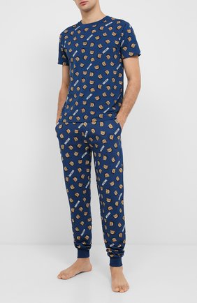 Мужские хлопковая футболка MOSCHINO синего цвета по цене 11650 руб., арт. A1908/8105 | Фото 2 Мужские хлопковая футболка MOSCHINO синего цвета, арт. A1908/8105 | Фото 2