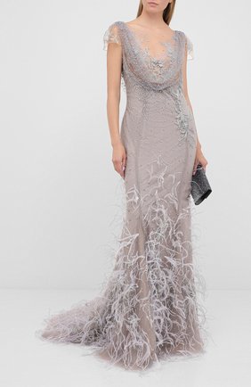 Женское платье-макси MARCHESA серебряного цвета по цене 964000 руб., арт. M29808 | Фото 2 Женское платье-макси MARCHESA серебряного цвета, арт. M29808 | Фото 2