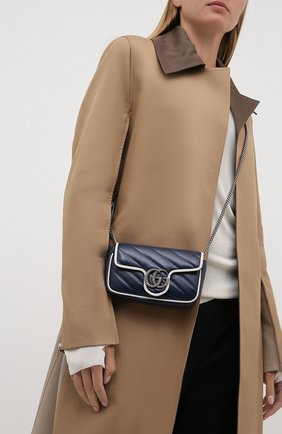 Женская сумка gg marmont 2.0 GUCCI темно-синего цвета по цене 82250 руб., арт. 574969/00LFN | Фото 2 Женская сумка gg marmont 2.0 GUCCI темно-синего цвета, арт. 574969/00LFN | Фото 2