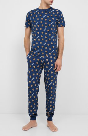 Мужские хлопковые джоггеры MOSCHINO синего цвета по цене 18550 руб., арт. A4308/8106 | Фото 2 Мужские хлопковые джоггеры MOSCHINO синего цвета, арт. A4308/8106 | Фото 2