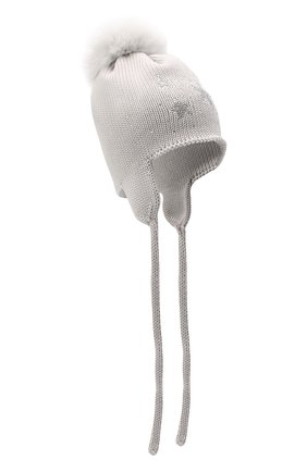Детского шерстяная шапка с меховым помпоном CATYA серого цвета, арт. 024664/D | Фото 1 (Материал: Шерсть, Текстиль; Региональные ограничения белый список (Axapta Mercury): RU)
