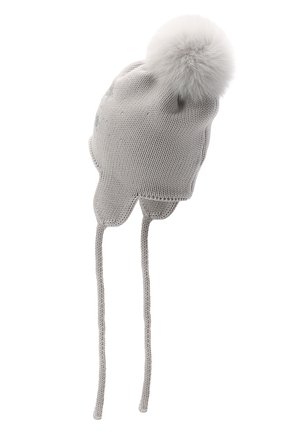 Детского шерстяная шапка с меховым помпоном CATYA серого цвета, арт. 024664/D | Фото 2 (Материал: Шерсть, Текстиль; Региональные ограничения белый список (Axapta Mercury): RU)