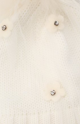 Детского шерстяная шапка с меховым помпоном CATYA белого цвета, арт. 024660/AJ | Фото 3 (Материал: Текстиль, Шерсть; Региональные ограничения белый список (Axapta Mercury): RU)
