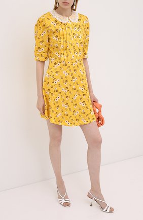 Женское шелковое платье MIU MIU желтого цвета по цене 185000 руб., арт. MF3584-1V9B-F0388 | Фото 2 Женское шелковое платье MIU MIU желтого цвета, арт. MF3584-1V9B-F0388 | Фото 2