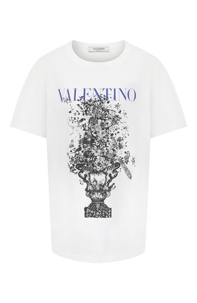 Женская хлопковая футболка VALENTINO белого цвета по цене 39650 руб., арт. UB3MG08X5UE | Фото 1 Женская хлопковая футболка VALENTINO белого цвета, арт. UB3MG08X5UE | Фото 1