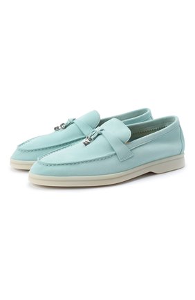 Женские замшевые лоферы summer charms walk LORO PIANA голубого цвета по цене 51200 руб., арт. FAE5444 | Фото 1 Женские замшевые лоферы summer charms walk LORO PIANA голубого цвета, арт. FAE5444 | Фото 1