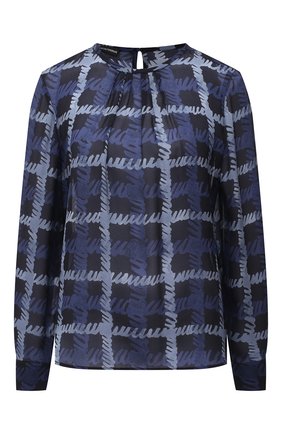 Женская шелковая блузка EMPORIO ARMANI синего цвета по цене 46700 руб., арт. 9NK12T/92509 | Фото 1 Женская шелковая блузка EMPORIO ARMANI синего цвета, арт. 9NK12T/92509 | Фото 1