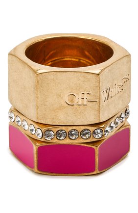 Женское набор из 3 колец OFF-WHITE фуксия цвета по цене 31300 руб., арт. 0W0C008S20MET0013200 | Фото 2 Женское набор из 3 колец OFF-WHITE фуксия цвета, арт. 0W0C008S20MET0013200 | Фото 2