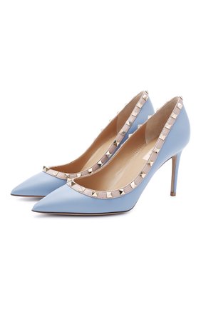 Женские кожаные туфли rockstud VALENTINO голубого цвета по цене 59550 руб., арт. UW2S0A04/V0D | Фото 1 Женские кожаные туфли rockstud VALENTINO голубого цвета, арт. UW2S0A04/V0D | Фото 1