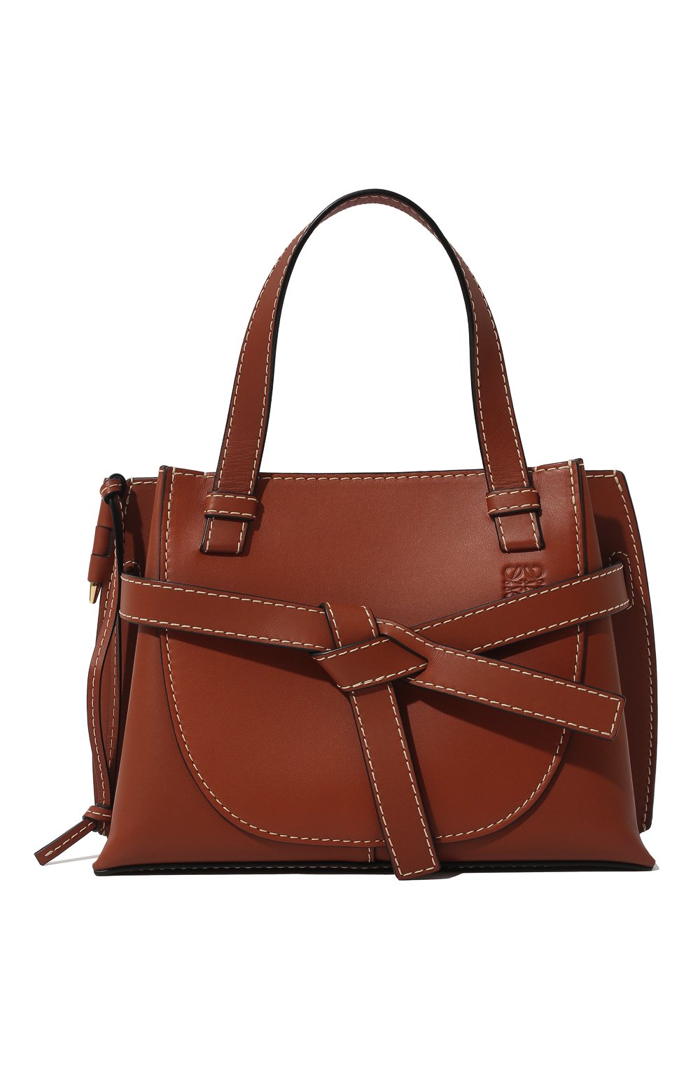 Женская сумка gate bag LOEWE темно-коричневого цвета, арт. 321.56.Z99 | Фото 1 (Сумки-технические: Сумки через плечо, Сумки top-handle; Материал: Натуральная кожа; Ремень/цепочка: На ремешке; Размер: small)