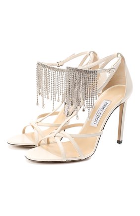 Женские босоножки bijou 100 JIMMY CHOO кремвого цвета по цене 92650 руб., арт. BIJ0U 100/YYZ | Фото 1 Женские босоножки bijou 100 JIMMY CHOO кремвого цвета, арт. BIJ0U 100/YYZ | Фото 1