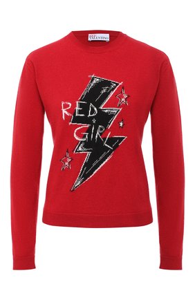 Женская пуловер из шерсти и вискозы REDVALENTINO красного цвета по цене 32850 руб., арт. UR3KC01L/58F | Фото 1 Женская пуловер из шерсти и вискозы REDVALENTINO красного цвета, арт. UR3KC01L/58F | Фото 1