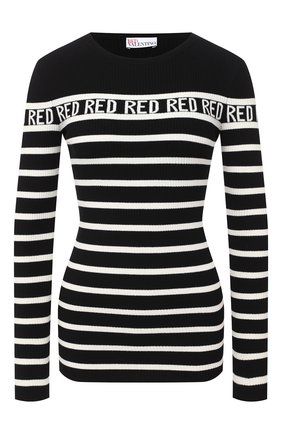 Женская пуловер из вискозы REDVALENTINO черно-белого цвета по цене 32850 руб., арт. UR3KC01M/58H | Фото 1 Женская пуловер из вискозы REDVALENTINO черно-белого цвета, арт. UR3KC01M/58H | Фото 1