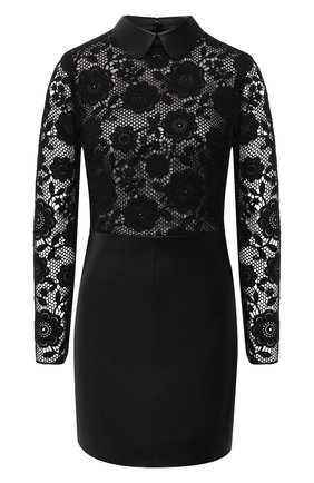 Женское платье из вискозы и кожи REDVALENTINO черного цвета по цене 120500 руб., арт. UR3ND00J/585 | Фото 1 Женское платье из вискозы и кожи REDVALENTINO черного цвета, арт. UR3ND00J/585 | Фото 1