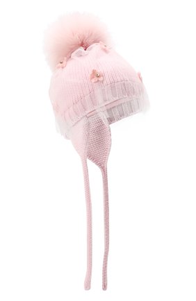 Детского шерстяная шапка с меховым помпоном CATYA розового цвета, арт. 024660/AJ | Фото 1 (Материал: Шерсть, Текстиль; Региональные ограничения белый список (Axapta Mercury): RU)