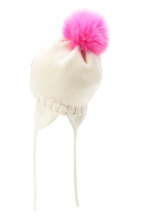 Детского шерстяная шапка с меховым помпоном CATYA белого цвета, арт. 024659/AD | Фото 2 (Материал: Шерсть, Текстиль)