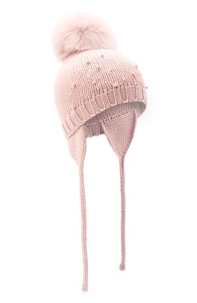 Детского шерстяная шапка с меховым помпоном CATYA розового цвета, арт. 024657/A | Фото 1 (Материал: Шерсть, Текстиль; Региональные ограничения белый список (Axapta Mercury): RU)