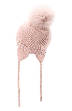 Детского шерстяная шапка с меховым помпоном CATYA розового цвета, арт. 024657/A | Фото 2 (Материал: Шерсть, Текстиль; Региональные ограничения белый список (Axapta Mercury): RU)