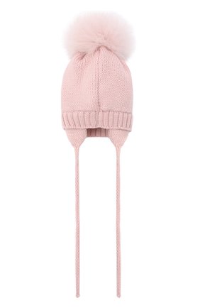Детского шерстяная шапка с меховым помпоном CATYA розового цвета, арт. 024584/AD | Фото 2 (Материал: Шерсть, Текстиль; Региональные ограничения белый список (Axapta Mercury): RU)