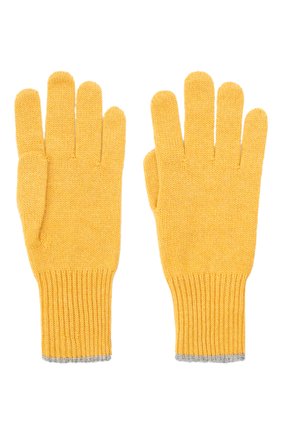 Мужские кашемировые перчатки BRUNELLO CUCINELLI желтого цвета, арт. M2293118 | Фото 2 (Материал: Кашемир, Шерсть, Текстиль; Кросс-КТ: Трикотаж)