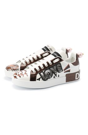 Женские кожаные кеды portofino DOLCE & GABBANA белого цвета по цене 55550 руб., арт. CK1544/AX610 | Фото 1 Женские кожаные кеды portofino DOLCE & GABBANA белого цвета, арт. CK1544/AX610 | Фото 1