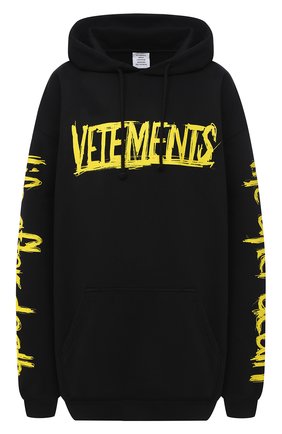 Женская хлопковое худи VETEMENTS черного цвета по цене 73650 руб., арт. UAH21TR632 1606/W | Фото 1 Женская хлопковое худи VETEMENTS черного цвета, арт. UAH21TR632 1606/W | Фото 1