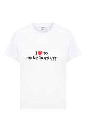 Женская хлопковая футболка VETEMENTS белого цвета по цене 22350 руб., арт. UAH21TR569 1600/W | Фото 1 Женская хлопковая футболка VETEMENTS белого цвета, арт. UAH21TR569 1600/W | Фото 1
