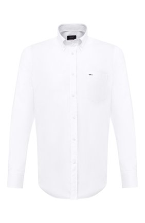 Мужская хлопковая рубашка PAUL&SHARK белого цвета, арт. C0P3000/C00 | Фото 1 (Материал внешний: Хлопок; Рукава: Длинные; Длина (для топов): Стандартные; Принт: Однотонные; Мужское Кросс-КТ: Рубашка-одежда; Случай: Повседневный; Манжеты: На пуговицах; Воротник: Кент)