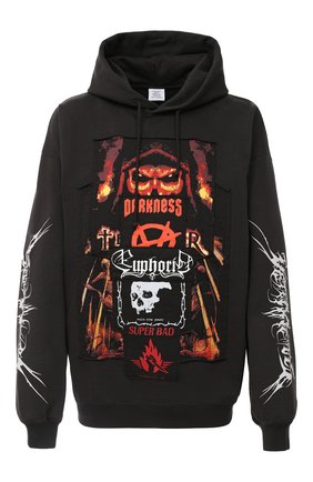 Мужской хлопковое худи VETEMENTS черного цвета по цене 76950 руб., арт. UAH21TR584 1606/M | Фото 1 Мужской хлопковое худи VETEMENTS черного цвета, арт. UAH21TR584 1606/M | Фото 1