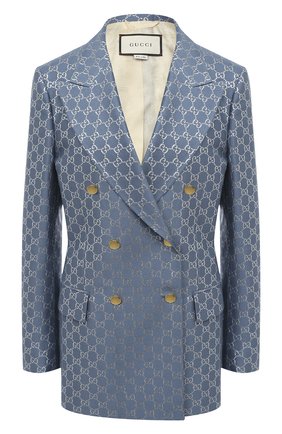 Женский жакет из шерсти и шелка GUCCI синего цвета по цене 253500 руб., арт. 619763/ZAD7L | Фото 1 Женский жакет из шерсти и шелка GUCCI синего цвета, арт. 619763/ZAD7L | Фото 1