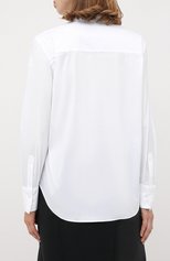 Женская хлопковая рубашка BRUNELLO CUCINELLI белого цвета, арт. MP091MA906 | Фото 4 (Рукава: Длинные; Принт: Без принта; �Женское Кросс-КТ: Рубашка-одежда; Длина (для топов): Стандартные; Материал внешний: Хлопок; Стили: Классический, Кэжуэл)