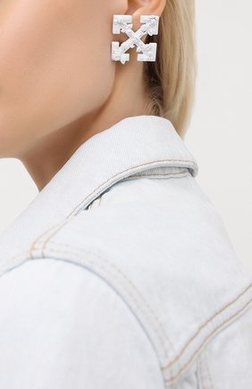Женские серьги OFF-WHITE белого цвета по цене 36050 руб., арт. 0W0D029S20MET0010100 | Фото 2 Женские серьги OFF-WHITE белого цвета, арт. 0W0D029S20MET0010100 | Фото 2