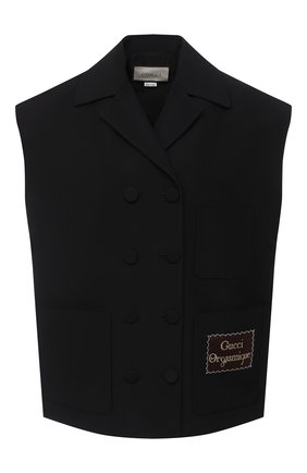 Женский жилет из хлопка и вискозы GUCCI черного цвета по цене 129000 руб., арт. 611943/ZADUU | Фото 1 Женский жилет из хлопка и вискозы GUCCI черного цвета, арт. 611943/ZADUU | Фото 1