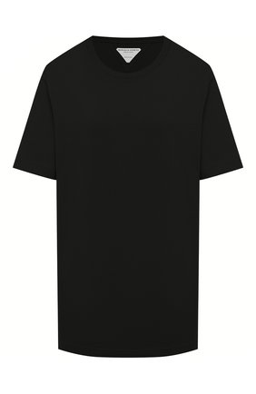 Женская хлопковая футболка BOTTEGA VENETA черного цвета, арт. 636861/VF1U0 | Фото 1 (Рукава: Короткие; Длина (для топов): Стандартные; Материал внешний: Хлопок; Стили: Кэжуэл, Минимализм; Принт: Без принта; Женское Кросс-КТ: Футболка-одежда; Региональные ограничения белый список (Axapta Mercury): RU)