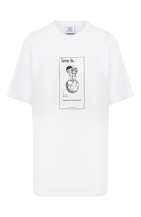 Женская хлопковая футболка VETEMENTS черно-белого цвета по цене 22550 руб., арт. UAH21TR684 1600/W | Фото 1 Женская хлопковая футболка VETEMENTS черно-белого цвета, арт. UAH21TR684 1600/W | Фото 1