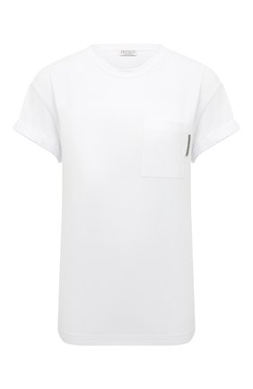Женская хлопковая футболка BRUNELLO CUCINELLI белого цвета по цене 59950 руб., арт. M0T18BB300 | Фото 1
