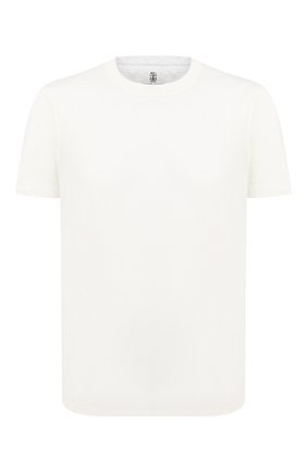 Мужская хлопковая футболка BRUNELLO CUCINELLI белого цвета, арт. M0T617423 | Фото 1 (Материал внешний: Хлопок; Длина (для топов): Стандартные; Рукава: Короткие; Мужское Кросс-КТ: Футболка-одежда; Принт: Без принта; Стили: Кэжуэл)
