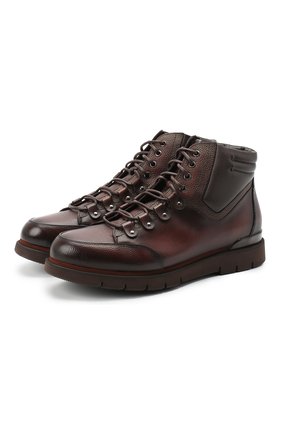 Мужские кожаные ботинки W.GIBBS темно-коричневого цвета, арт. 0260005/1420 | Фото 1 (Мужское Кросс-КТ: Ботинки-обувь, зимние ботинки; Материал утеплителя: Натуральный мех; Материал внешний: Кожа; Региональные ограничения белый список (Axapta Mercury): RU; Длина стельки: 31,5, 28,3, 28,5; ширина носка стельки: 9,3, 8,9, 10; толщина подошвы: 4)